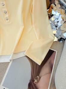 GlowEve CURVE 加大码二合一舒适休闲/工作衬衫，黄色和白色，适合春季、秋季、冬季