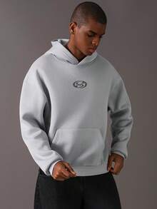 STYNVO 男士字母印花长袖口袋休闲连帽卫衣，秋冬男士图案连帽衫 Sp5der 男士连帽衫 Sumwon 男士连帽衫 健身连帽衫 男士 Manfinity 男士连帽衫 - 灰色 - 查看 2