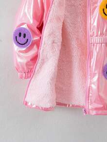 SHEIN Áo khoác dài tay có mũ trùm đầu phong cách đường phố cổ điển cho bé gái 1 chiếc áo khoác lông ấm áp cho bé gái - Nhiều màu - Xem 8