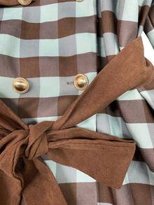 EMERY ROSE 1pc Women's Casual Waist Tie Long Sleeve Regular Jacket - Random Floral Pattern, Christmas - Brown - View 4