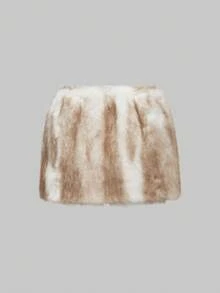 ROMWE Grunge Punk Y2K Retro Sexy Halter 2 In 1 Furry Cross Letter Print Bodycon Mini Skirt Set For Women - White - View 4