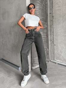 EURMUSE Damen Lässig hohe Taille Skinny Fit Jeans, vielseitig für den täglichen Gebrauch - Hellgrau - Übersicht 3