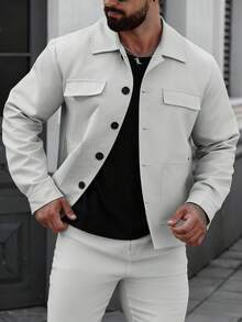 Manfinity CasualCool Áo khoác nam màu trơn đa năng thường ngày đi làm, mùa thu - Màu Xám nhạt - Xem 3