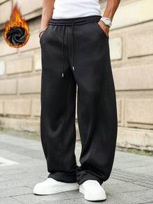 Manfinity Hypemode Herren einfarbige Lässig Thermohose, warm und bequem