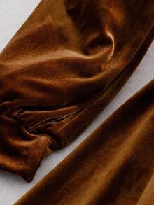 GlowEve Đầm dài tay màu nâu công sở dáng chữ A xếp ly nhung eo cho nữ, trang trí ngọc trai, vừa vặn, thanh lịch, thời trang đi làm hàng ngày, phong cách Pháp, cổ điển, đa năng, tiệc Giáng sinh, năm mới, ngày lễ, công sở, mùa thu/đông - màu nâu - Xem 5