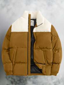 RueChic Men Fleece Lined Regular Padded Coat - Orange - View 2