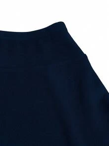 EMERY ROSE Chân váy chữ A trơn màu đa năng thường ngày dành cho nữ - Màu xanh hải quân - Xem 4