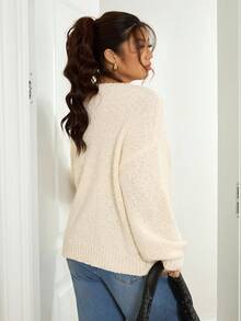 SHEIN Frenchy Cardigan tricoté en forme de cœur pour femmes grandes tailles, manteau pull élégant à la française pour l'automne/hiver