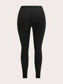 Slaydiva 3pcs/Set Plus Size Casual Leggings In Black, Brown, Dark Grey, Suitable For Autumn, Winter, Spring - Black - View 9