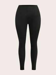 Slaydiva 3pcs/Set Plus Size Casual Leggings In Black, Brown, Dark Grey, Suitable For Autumn, Winter, Spring - Black - View 10