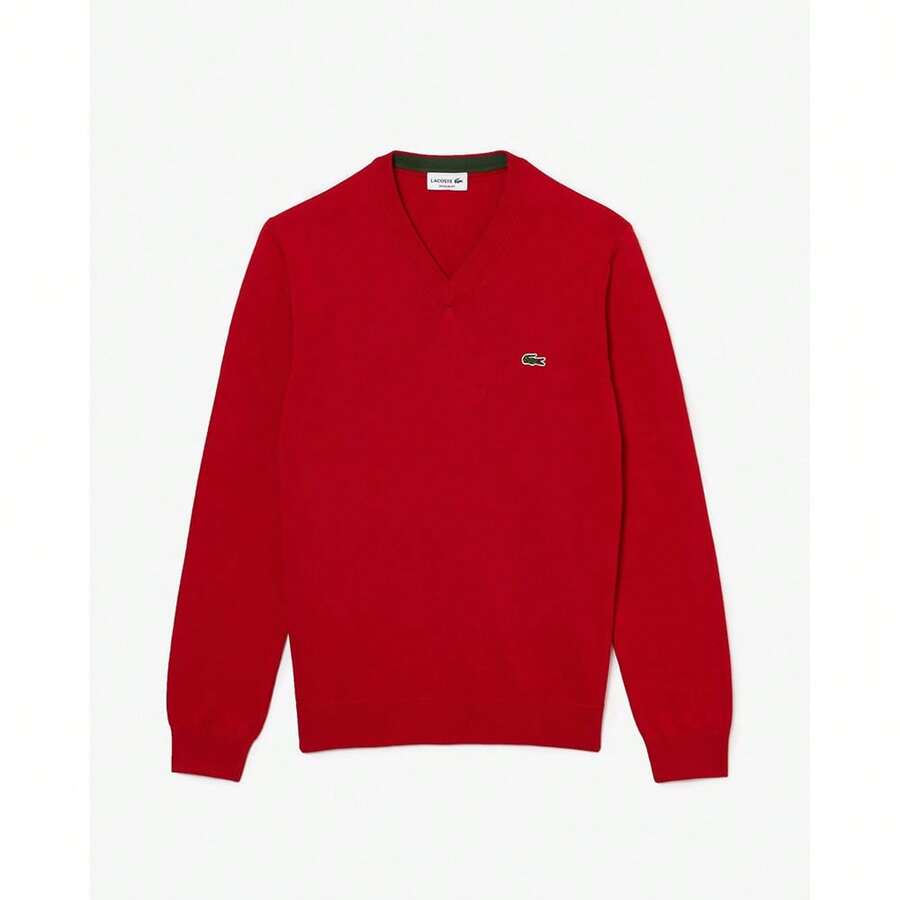 Lacoste Men's V-Neck Sweatshirt Red