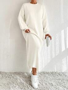 EURMUSE Drop Shoulder Sweater Dress