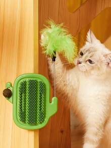 带铃铛猫抓板逗猫棒仙人掌毛发抓板自抓猫玩具 - 彩色 - 查看 8