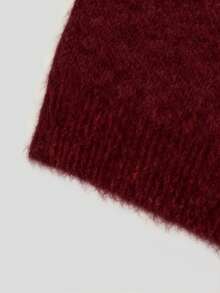 Everyssa 女式休闲纯色圆领毛衣背心 - 酒紅色 - 查看 4