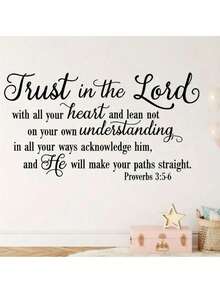 1 miếng dán tường Faithful Inspiration - Trust In The Lord - Thiết kế bắt mắt, miếng dán tự dính có thể tháo rời - Khẩu hiệu chân thành cho phòng ngủ, lối vào, phòng khách, hiên nhà, trang trí nhà cửa - Nhiều màu - Xem 7