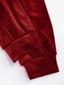 GlowEve 女士针织天鹅绒收腰A字连衣裙，优雅日常通勤时尚法式街头复古百搭圣诞派对新年假期商务红色，长袖，秋冬 - 紅色 - 查看 4