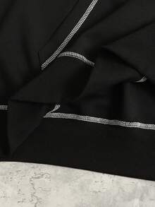 ROMWE MEN Street Life Men's Contrast Stitching Hoodie Set - Black - View 6