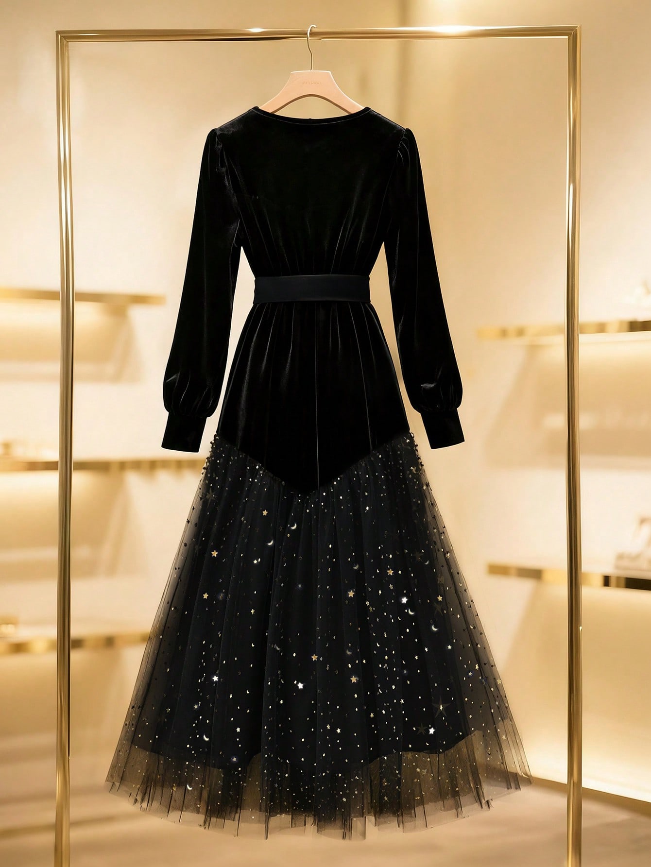 GlowEve فستان نسائي أنيق طويل الأكمام من الحرير ال...