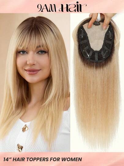 14" Straight Hair Topper 5.5"X5.5" Base Size Human Hair Toppers For Women With Thinning Hair Toppers Hair Pieces For Women