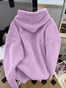 GlowEve 2025 高端小众毛绒保暖内衬卫衣，秋冬季，圣诞节 - 淡紫色 - 查看 2