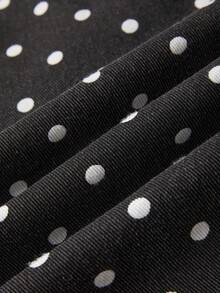 SHEIN MOD 女式波尔卡圆点印花时尚复古休闲裙 - 黑與白 - 查看 4