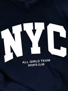 INAWLY Casual Loose Fit Drop Shoulder Long Sleeve Sweatshirt For Women - Navy Blue - View 5