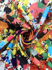 EMERY ROSE Camiseta de manga larga con cuello redondo y estampado salpicado casual para mujer, otoño