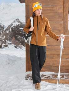 In My Nature 女式刺绣连帽拉链休闲户外夹克 - 棕色 - 查看 5