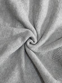 LanaWest 女士休闲日常通勤简约纯色高领落肩宽松不对称下摆套头毛衣，秋冬 - 淺灰色 - 查看 8