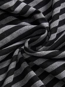 ROMWE J-Fashion Y2K Sexy Striped Bat Wing Ruffle Drawstring Off Shoulder Women's Suit - Black - View 8