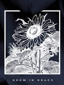 SHEIN Women's Floral Print Drop Shoulder Long Sleeve Casual Loose Hoodie Sweatshirt, Autumn/Winter