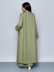 SOLERSUN Winter Clothes For Women Ankle Length Longline Double Breasted Blazer With Trousers Suit - Green - View 2