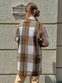 Tween Girl Casual Plaid Print Long Sleeve Jacket + Solid Color Top + Khaki Pants 3-Piece Elegant Outfit - Multicolor - View 6