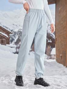In My Nature Women's Elastic Waist Casual Drawstring Cargo Pants, Versatile Outdoor Trousers Joggers For Women Hike Pants Outdoor Pants - Baby Blue - View 2