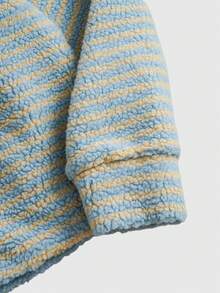 ROMWE MEN Street Life Men's Striped Fluffy Hooded Loose Jacket, Winter - Multicolor - View 4