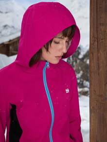 In My Nature Women's Casual Contrast Color Zipper Front Hooded Outdoor Jacket, Autumn Outdoor Clothes Women Hike Clothes Women - Hot Pink - View 1