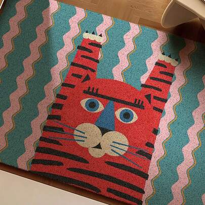 Joivida 1 件装多巴胺硅胶弹簧门垫，卡通图案，耐磨防污，家用入口垫，可刮除污垢和泥浆，可裁剪，圣诞节、情人节适用