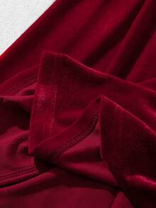 GlowEve Đầm dài tay màu đỏ công sở dáng chữ A cạp nhung thanh lịch, thời trang đi làm hàng ngày, phong cách Pháp, cổ điển, dự tiệc Giáng sinh, năm mới, ngày lễ, thu đông - Màu Đỏ Sâu - Xem 7