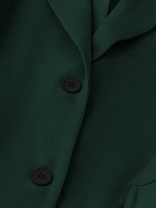 SHEIN LUNE Áo khoác Blazer tay dài dệt kim màu đen cỡ lớn dành cho nữ, mùa thu - Màu xanh lá cây đậm - Xem 3