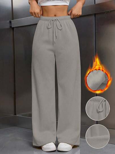 EMERY ROSE Women's Elastic Waist Thermal Lined Loose Fit Pants