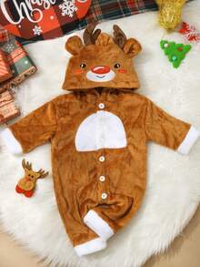 SHEIN 新生儿可爱驯鹿造型圣诞服装婴儿男孩女孩圣诞装拍照服装