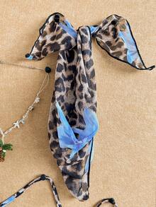 SHEIN Swim Bộ đồ bơi lễ hội âm nhạc họa tiết da báo và hoa 2 món cho nữ - Nhiều màu - Xem 5