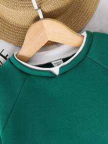 SHEIN 2 Stücke/Set Baby Jungen/Mädchen Lässiger, süßer Drop-Shoulder Crew Neck Strick Sweatshirt und Strick Hose mit Gummibund Zweiteiler, geeignet für Herbst/Winter Tragen