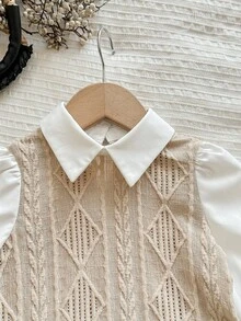 SHEIN 2-Piece Cute Baby Girl Casual And Simple Two Pieces Textured Sweatshirt With Splicing Woven Material Lapel Sweatshirt And Plaid Pleated Skirt Set. Suitable For Birthday Parties, Evening Parties, Performances, Weddings, Baptisms, And Opening Ceremonies. Suitable For Daily Use And Travel. Suitable For Autumn And Winter Estilos Acogedores De Otoño&Invierno Skirt Homecoming Dresses Gemütliche Herbst- & Winterstile