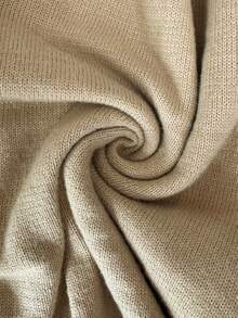 SHEIN Elenzya Women's Turtleneck Ribbed Slit Casual Elegant Pullover Sweater, Autumn/Winter - Apricot - View 7