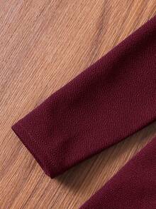 Emery Rose Kids Emery Rose Kids 少女及年轻女孩优雅休闲圆领套头开衩中长连衣裙，适合上学、日常休闲穿着，秋冬季女童连衣裙，带纽扣长袖，酒红色，适合少女及年轻女孩，秋季连衣裙，少女秋季连衣裙 - 酒紅色 - 查看 11