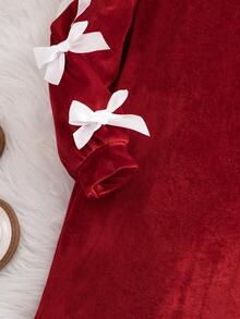 Emery Rose Kids Emery Rose Kids Sukienka dla młodej dziewczyny z kokardkami na rękawach, elegancka i urocza, idealna na święta, imprezy, urodziny, jesień/zimę