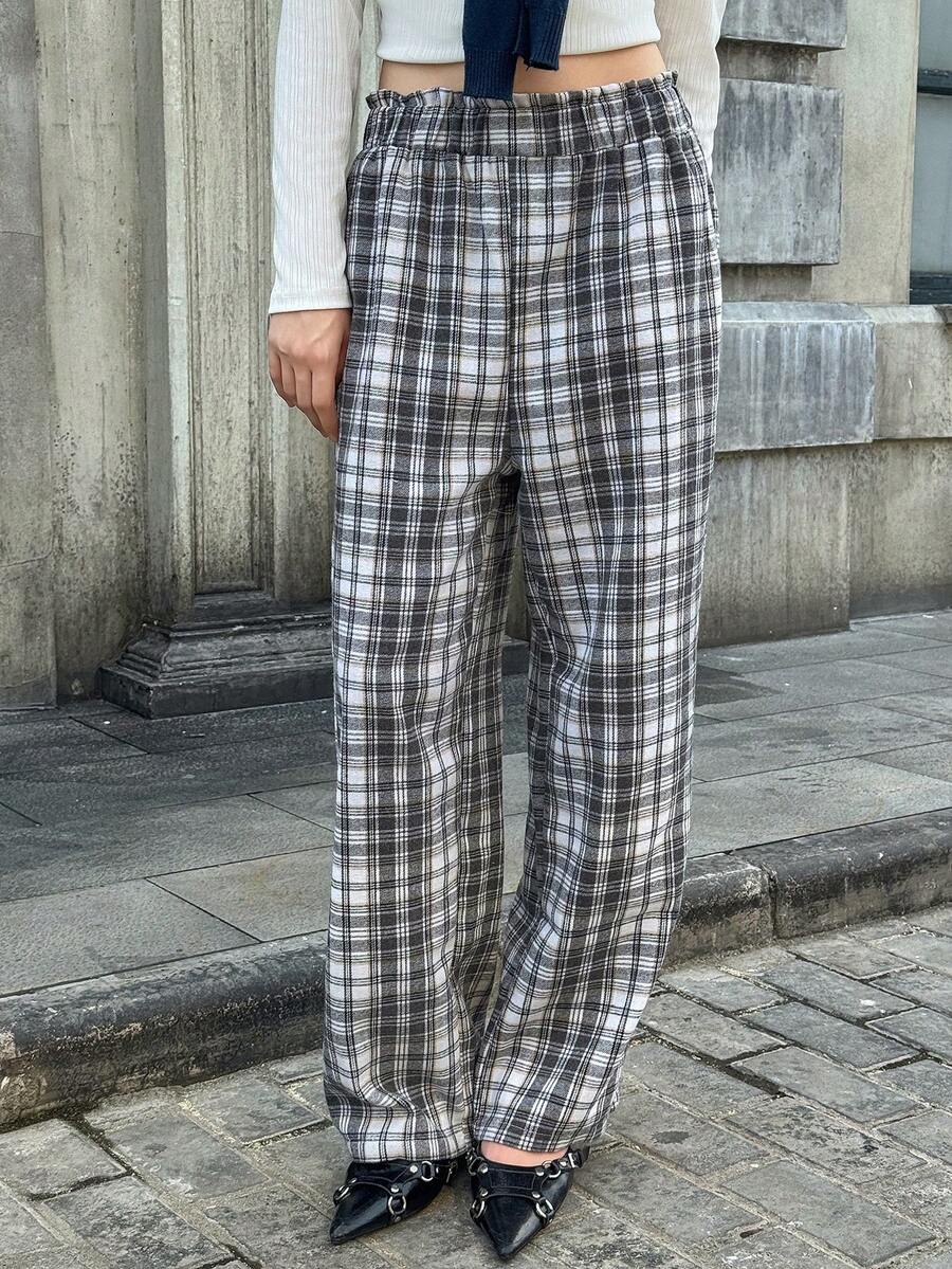 MODELY 少女格子裤,适合日常通勤、休闲、上学、聚会、秋季服装 - 彩色 - 查看 1