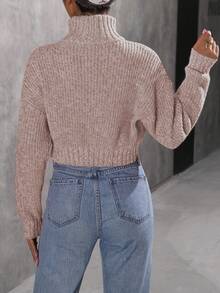 EMERY ROSE Suéter de cuello alto de manga larga informal y de moda para mujer - Albaricoque - Ver 2