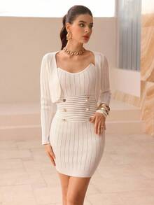 Modelyn 2pcs Women Elegant Fashion Sweater Set - White - View 3